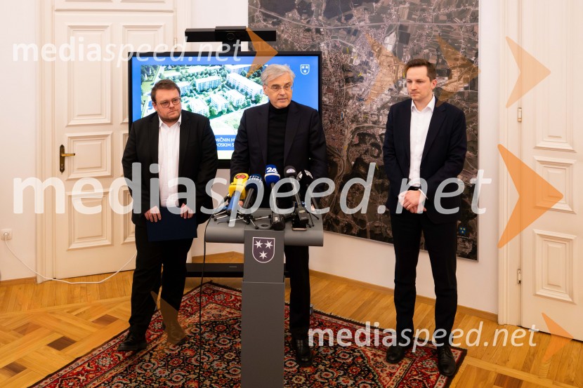  Simon Maljevac, Minister za solidarno prihodnost;  Črtomir Remec, direktor Stanovanjskega sklada;  Matija Kovač, župan, MO CeljeStanovanjski sklad RS bo v Celju gradil nova najemna stanovanja