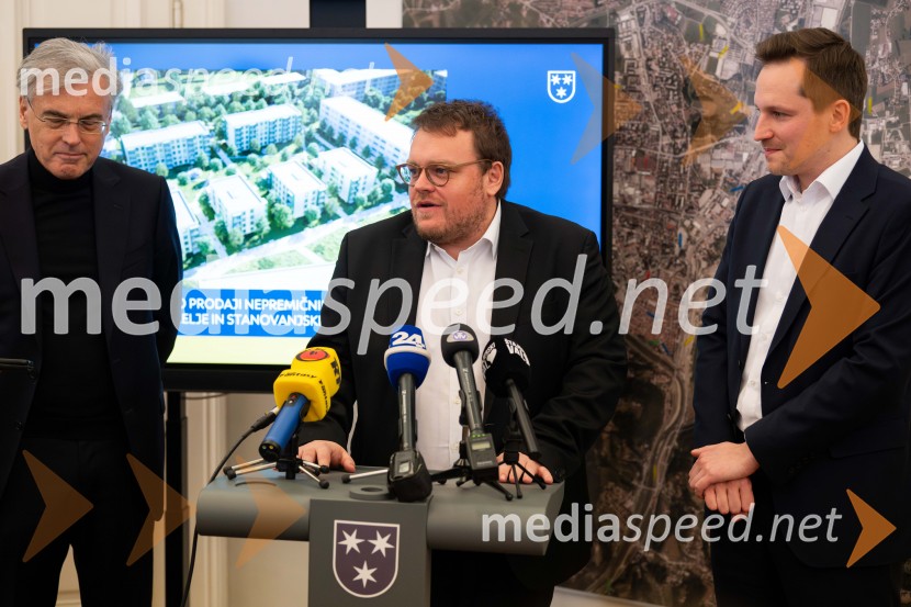  Črtomir Remec, direktor Stanovanjskega sklada;  Simon Maljevac, Minister za solidarno prihodnost;  Matija Kovač, župan, MO CeljeStanovanjski sklad RS bo v Celju gradil nova najemna stanovanja