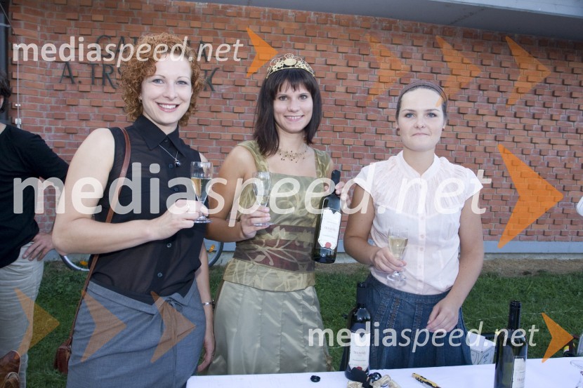 Mateja Štabuc, Ljutomerčan, nekdanja vinska kraljica, Sanja Klenar, vinska kraljica in Sabina Germšek, nekdanja vinska kraljicaGrossmannov festival filma in vina, zaključek