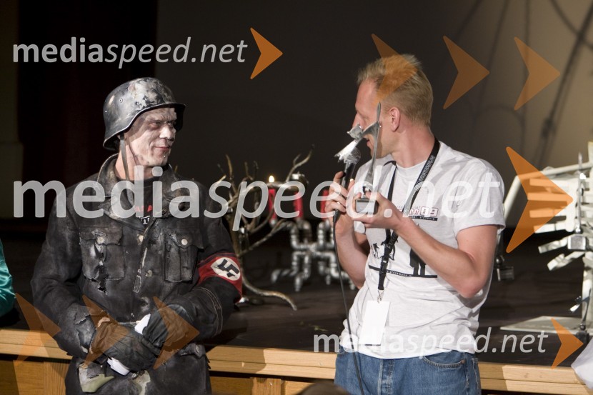 Tomaž Horvar, programski direktor festivala in Jörg Buttgereit, režiser iz BerlinaGrossmannov festival filma in vina, zaključek