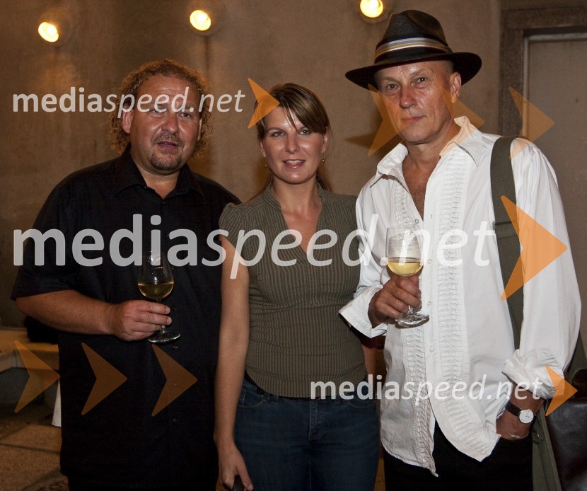 Darko Brlek, direktor Festivala Ljubljana in spremljevalka Janja Lamberger ter Vlado Kreslin, pevec in glasbenikVlado Kreslin z gosti, koncert v Križankah