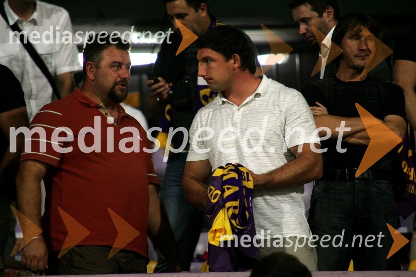 Vladimir Kevo, trener Primoža Kozmusa in Primož Kozmus, svetovni in olimpijski prvak v metu kladivaNogometna tekma NK Maribor - NK Sparta Praga, kvalifikacije za ligo Europa