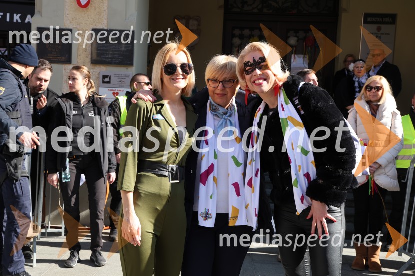  Nuška Gajšek, županja, Mestna občina Ptuj; dr. Nataša Pirc Musar, predsednica Republike Slovenije; mag. Urška Klakočar Zupančič, predsednica Državnega zbora RS, podpredsednica, Gibanje Svoboda65. Mednarodna karnevalska povorka na Ptuju
