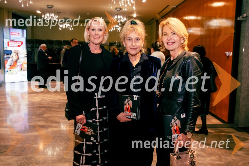  Petra Juvančič, izvršna direktorica, Združenje Manager;  Barbara Hieng Samobor, direktorica in umetniška vodja MGL;  Nevenka Črešnar Pergar, lastnica in direktorica podjetja NP ConsultingJames Brown je uporabljal navijalke, premiera drame v MGL