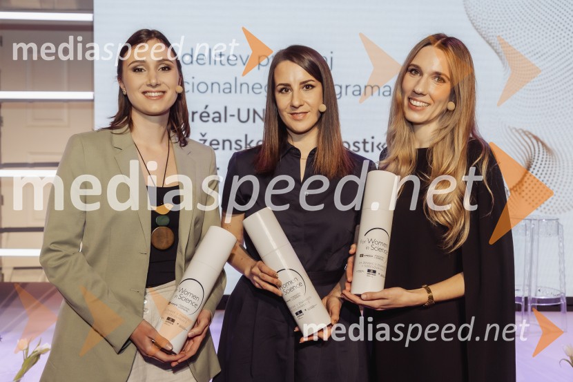  Tajda Klobučar, raziskovalka na področju molekularne biologije;  Manca Peskar, kognitivna nevroznanstvenica;  Sara Orehek, raziskovalka na področju biomedicineL'oreal-Unesco Za ženske v znanosti 2025, podelitev priznanj