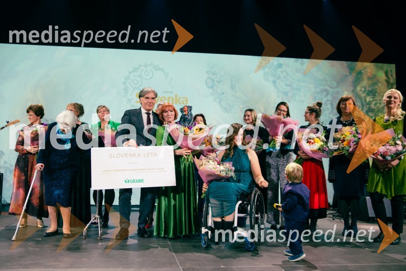mag. David Kastelic, predsednik uprave, Grawe zavarovalnica d.d;  Jolanda  Grom Ravnikar, humanitarka, Slovenka leta 2024;   Živa Lavrinc, paralokostrelkaSlovenka leta 2024 je Jolanda Grom Ravnikar