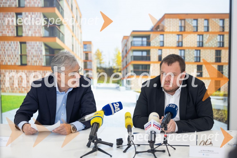  Črtomir Remec, direktor Stanovanjskega sklada;  Simon Maljevac, Minister za solidarno prihodnostNovinarska konferenca SSRS