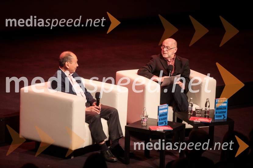  Francis Fukuyama, politolog in politični ekonomist; dr. Rudi Rizman, zagovornik človekovih pravicFabula v teoriji s Francisom Fukuyamo, Cankarjev dom