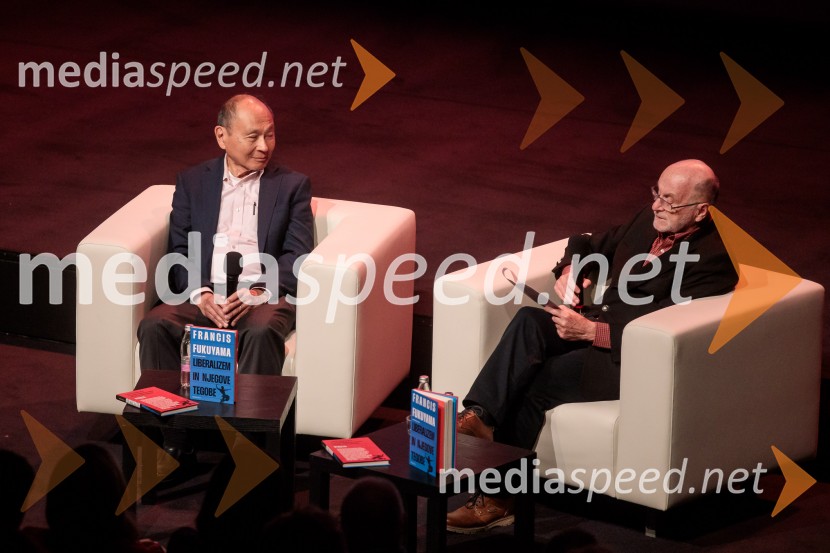  Francis Fukuyama, politolog in politični ekonomist; dr. Rudi Rizman, zagovornik človekovih pravicFabula v teoriji s Francisom Fukuyamo, Cankarjev dom
