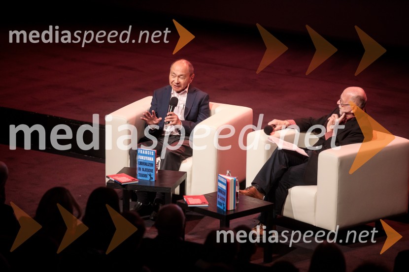 Francis Fukuyama, politolog in politični ekonomist; dr. Rudi Rizman, zagovornik človekovih pravicFabula v teoriji s Francisom Fukuyamo, Cankarjev dom