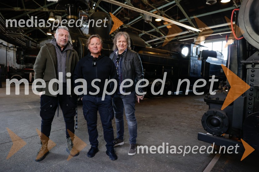  Aleš Uranjek, glasbeni menedžer, bobnar Šank Rock;  Matjaž Jelen, pevec, skupina Šank Rock;  Cveto Polak, basist, skupina Šank RockNovinarska konferenca pred festivalom Pivo in cvetje Laško 2025