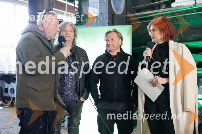  Aleš Uranjek, glasbeni menedžer, bobnar Šank Rock;  Cveto Polak, basist, skupina Šank Rock;  Matjaž Jelen, pevec, skupina Šank Rock;  Darinka Pavlič Kamien, strokovnjakinja za komuniciranjeNovinarska konferenca pred festivalom Pivo in cvetje Laško 2025