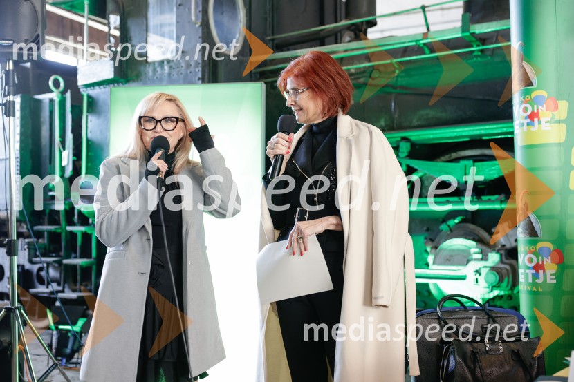  Nuša Derenda, pevka;  Darinka Pavlič Kamien, strokovnjakinja za komuniciranjeNovinarska konferenca pred festivalom Pivo in cvetje Laško 2025