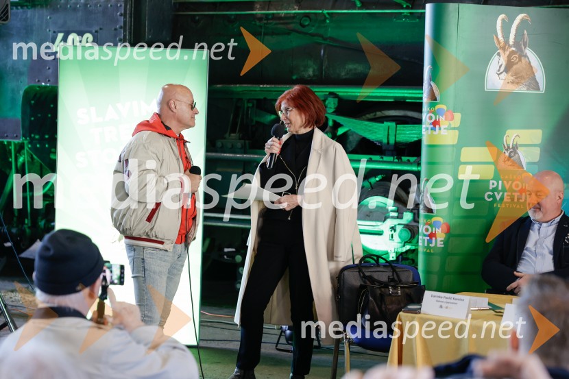  Darinka Pavlič Kamien, strokovnjakinja za komuniciranje;  Miran Rudan, pevecNovinarska konferenca pred festivalom Pivo in cvetje Laško 2025