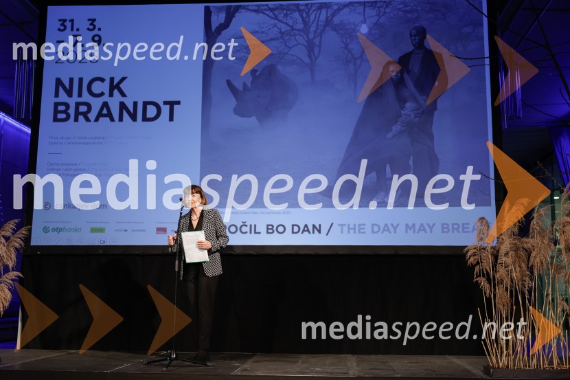 prof. dr. Lučka Kajfež Bogataj, klimatologinja, profesorica na Biotehniški fakulteti v LjubljaniOtvoritev razstave Nicka Brandta, Napočil bo dan