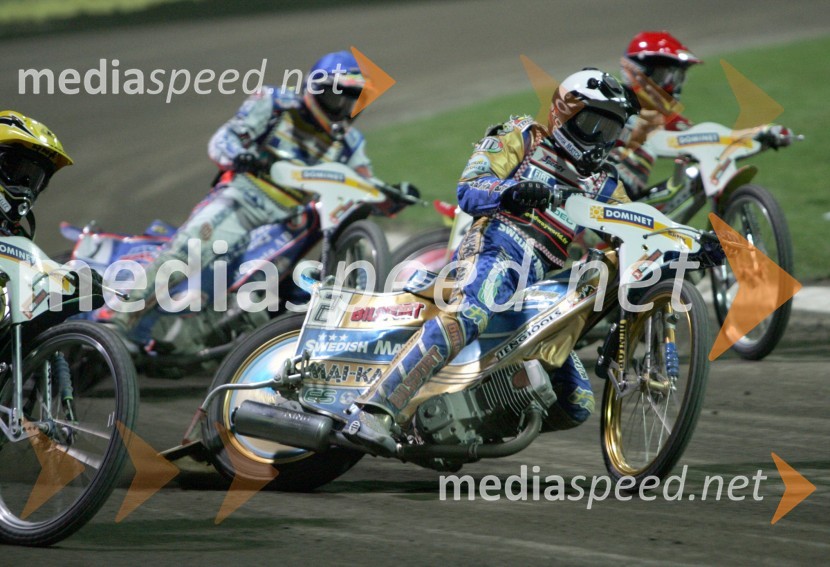 Od leve: Jason Crump (Avstralija), Tony Rickardsson (Švedska) in Leigh Adams (Avstralija)SPEEDWAY, VN Evrope 2005