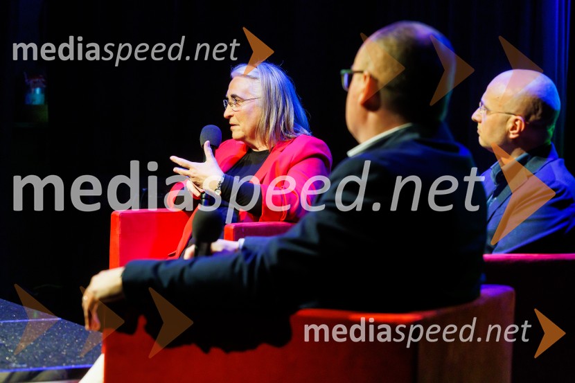 dr. Ljubica Jelušič, poslanka stranke SD;  dr. Dan  Podjed, antropolog; prof. dr. Kozmo Ahačič, jezikoslovec in literarni zgodovinarČetrt stoletja Gledališča Koper