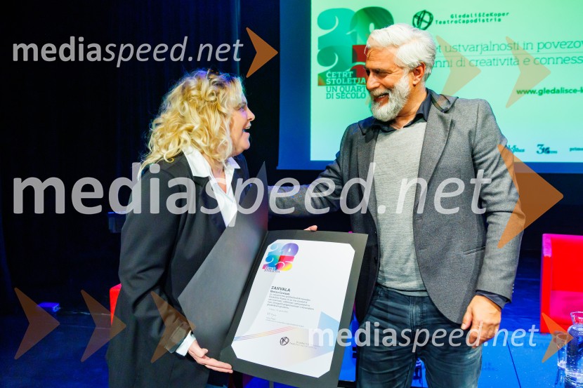  Katja Pegan,  direktorica in režiserka, Gledališče Koper Teatro Capodistria;  Sebastian Cavazza, dramski in filmski igralecČetrt stoletja Gledališča Koper