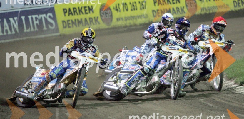 Od leve: Tony Rickardsson (Švedska), Jaroslaw Hampel (Poljska), Bjarne Pedersen (Danska) in Jason Crump (Avstralija)SPEEDWAY, VN Evrope 2005