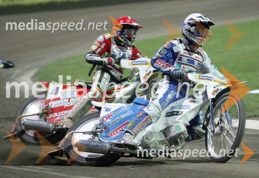 Leigh Adams (Avstralija) - levo in Nicki Pedersen (Danska)SPEEDWAY, VN Evrope 2005