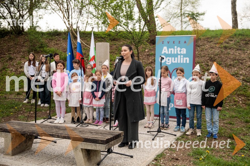 Spominska tabla v čast Aniti Ogulin ob Poti spominov in tovarištva