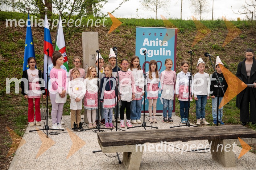 Spominska tabla v čast Aniti Ogulin ob Poti spominov in tovarištva