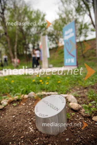 Spominska tabla v čast Aniti Ogulin ob Poti spominov in tovarištva