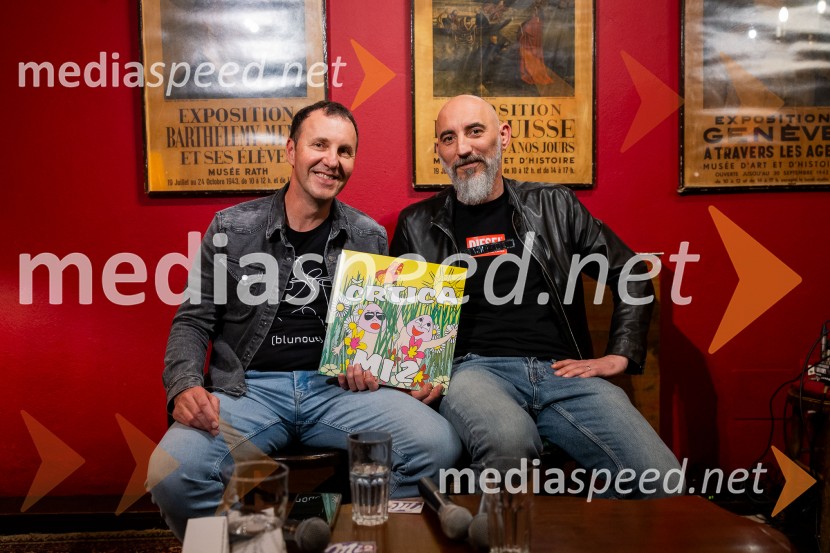  Jernej Dirnbek - Dimek, skupina MI2;  Robert Firer - Fiki, prvi član dueta Mi2Skupina Mi2 izdala vinilno ploščo Črtica