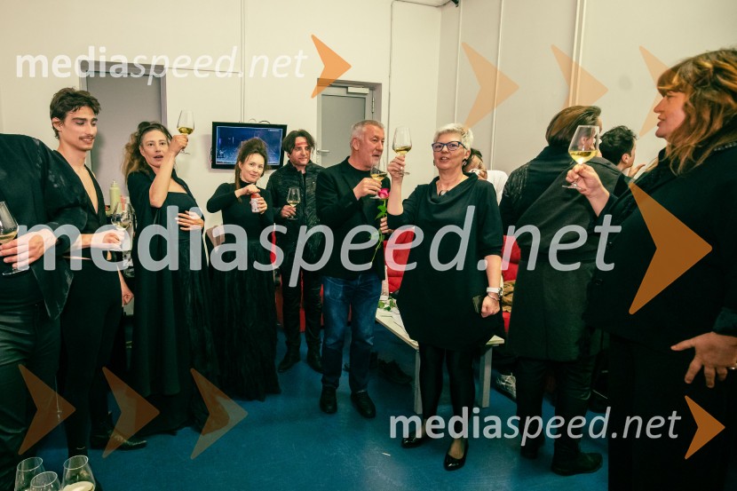  Jernej Markelj, igralec;  Medea Novak, igralka;  Arna  Hadžialjević, igralka;  Gorazd Jakomini, igralec ;  Ivica Buljan, režiser;  Mirjam Drnovšček, direktorica, SNG Nova GoricaKralj Lear, premiera v SNG Nova Gorica