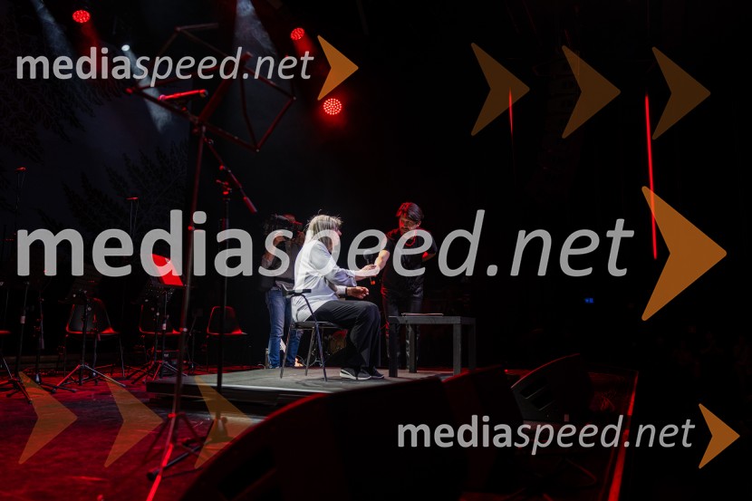  Svetlana Makarovič, pisateljica;  Tomaž Mihelič - Marlenna, član skupine SestreKoncert Svetlane Makarovič Nosimo rdečo zvezdo