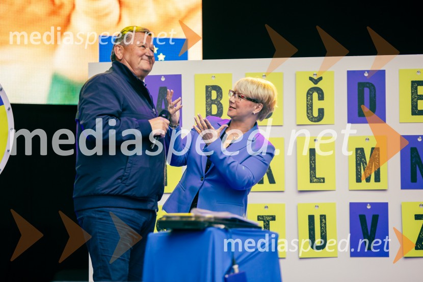 dr. Aleksander Jevšek, minister za kohezijo in regionalni razvoj; dr. Jerneja Jug Jerše, vodja Predstavništva Evropske komisije v SlovenijiDan Evrope 2025