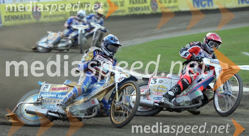 Tony Rickardsson (Švedska) - spredaj in Greg Hancock (ZDA)SPEEDWAY, VN Evrope 2005