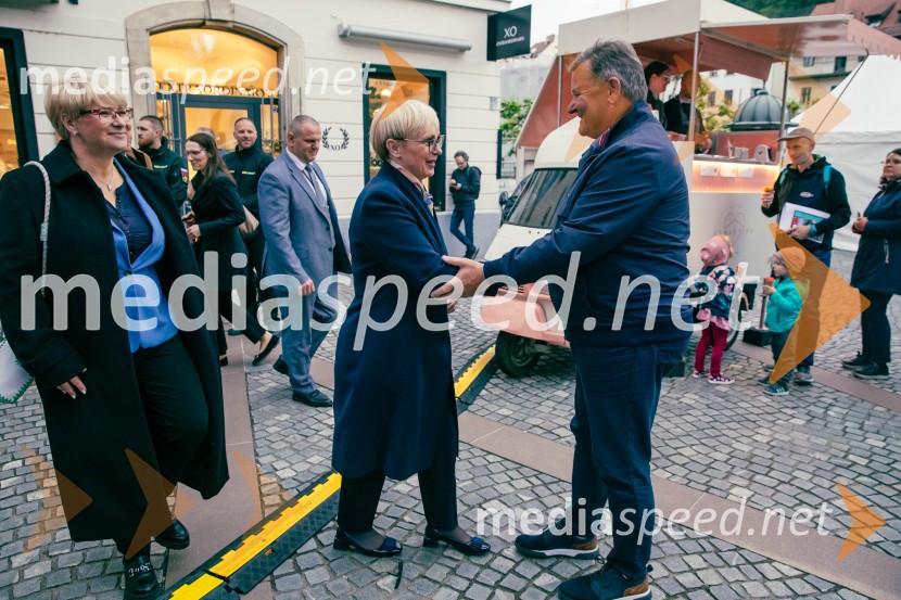 dr. Jerneja Jug Jerše, vodja Predstavništva Evropske komisije v Sloveniji; dr. Nataša Pirc Musar, predsednica Republike Slovenije; dr. Aleksander Jevšek, minister za kohezijo in regionalni razvojDan Evrope 2025