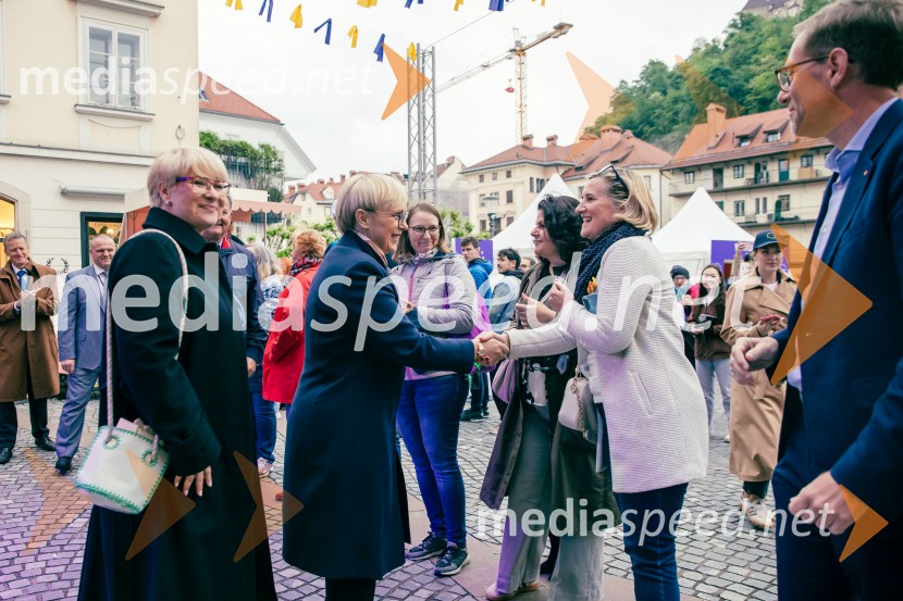 dr. Jerneja Jug Jerše, vodja Predstavništva Evropske komisije v Sloveniji; dr. Nataša Pirc Musar, predsednica Republike Slovenije;  ... ;  ... Dan Evrope 2025