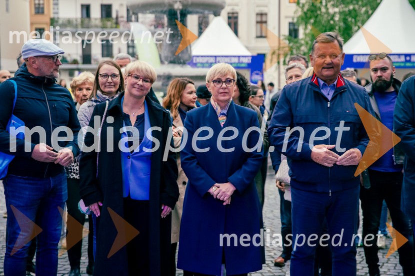 dr. Jerneja Jug Jerše, vodja Predstavništva Evropske komisije v Sloveniji; dr. Nataša Pirc Musar, predsednica Republike Slovenije; dr. Aleksander Jevšek, minister za kohezijo in regionalni razvojDan Evrope 2025