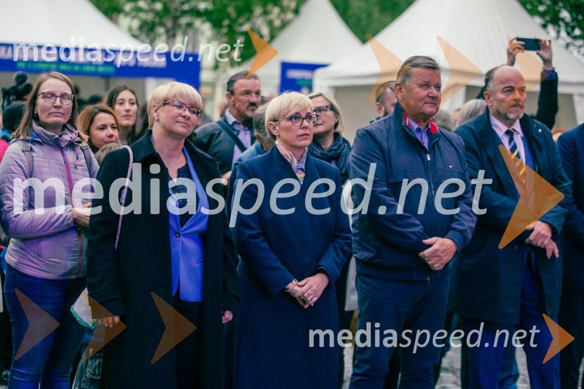 dr. Jerneja Jug Jerše, vodja Predstavništva Evropske komisije v Sloveniji; dr. Nataša Pirc Musar, predsednica Republike Slovenije; dr. Aleksander Jevšek, minister za kohezijo in regionalni razvojDan Evrope 2025