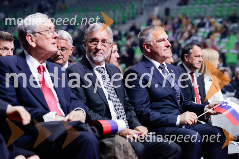  Danilo Türk, nekdanji predsednik Republike Slovenije;  ... ;  Marko Lotrič, predsednik, Državni svetSlovesnost ob 80. obletnici konca druge svetovne vojne