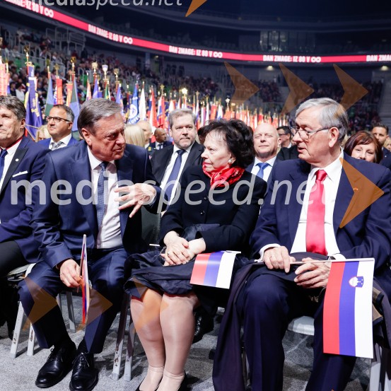  Zoran Janković, župan, Mestna občina Ljubljana;  Barbara Miklič Türk;  Danilo Türk, nekdanji predsednik Republike SlovenijeSlovesnost ob 80. obletnici konca druge svetovne vojne