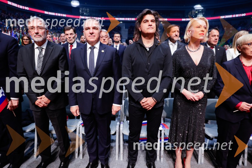  Marko Lotrič, predsednik, Državni svet;  Bor Zuljan, kitarist, Šank rock; mag. Urška Klakočar Zupančič, predsednica Državnega zbora RS, podpredsednica, Gibanje SvobodaSlovesnost ob 80. obletnici konca druge svetovne vojne