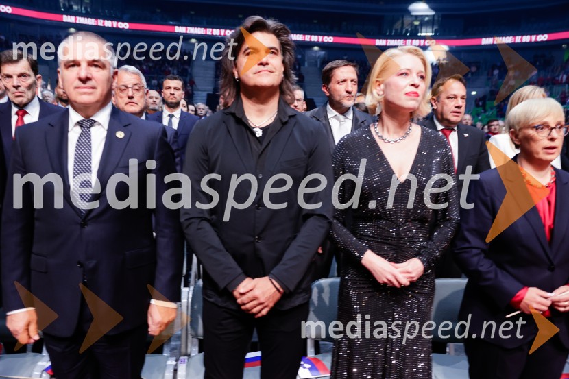  Marko Lotrič, predsednik, Državni svet;  Bor Zuljan, kitarist, Šank rock; mag. Urška Klakočar Zupančič, predsednica Državnega zbora RS, podpredsednica, Gibanje Svoboda; dr. Nataša Pirc Musar, predsednica Republike SlovenijeSlovesnost ob 80. obletnici konca druge svetovne vojne