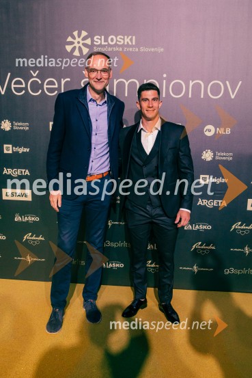  Aleksander Salkič, Pošta Slovenije;  Žan Kranjec, smučarVečer šampionov 2025, Smučarska zveza Slovenije