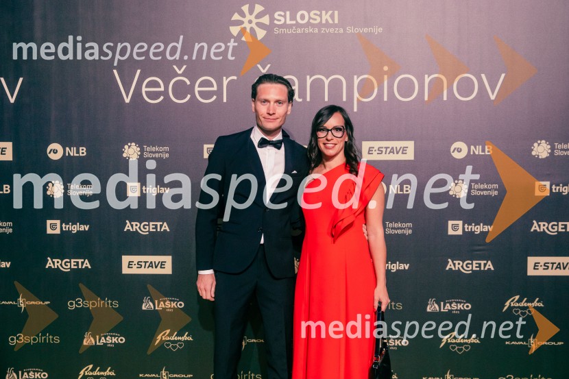  Anže Lanišek, smučarski skakalec;  Nastja LanišekVečer šampionov 2025, Smučarska zveza Slovenije