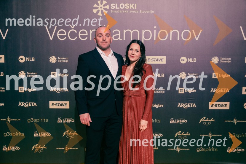  Željko Stević;  Gloria Kotnik, deskarka na snegu Večer šampionov 2025, Smučarska zveza Slovenije