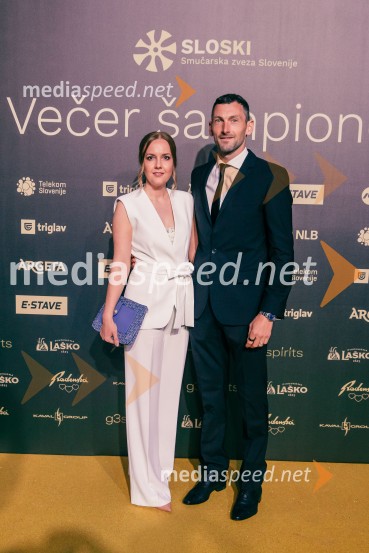  Matea Korenić;  Jakov Fak, biatlonecVečer šampionov 2025, Smučarska zveza Slovenije