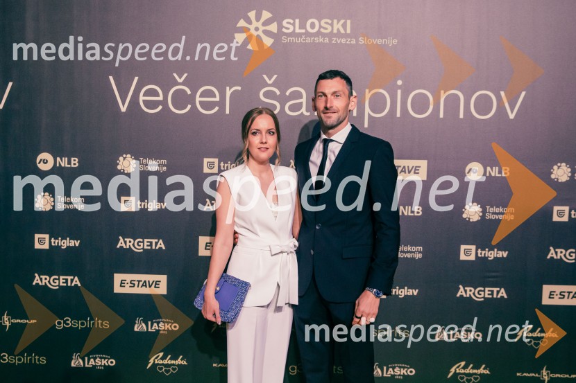  Matea Korenić;  Jakov Fak, biatlonecVečer šampionov 2025, Smučarska zveza Slovenije