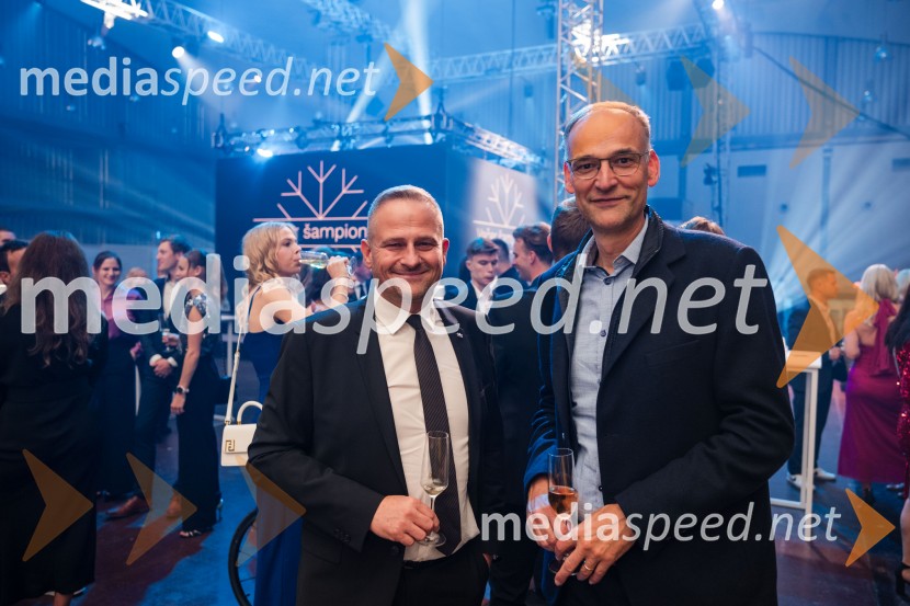  Tomaž Šušteršič, generalni sekretar organizacijskega komiteja Planica;  Aleksander Salkič, Pošta SlovenijeVečer šampionov 2025, Smučarska zveza Slovenije