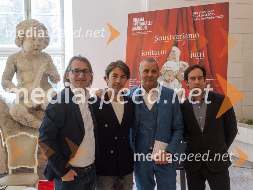  Aleksandar  Popovski, režiser, umetniški direktor Drame SNG Maribor;  Edward Clug, umetniški direktor, Balet SNG Maribor;  Danilo Rošker, direktor SNG Maribor;  Simon Krečič, umetniški direktor Opere SNG MariborSNG Maribor predstavil repertoar sezone 2025/2026