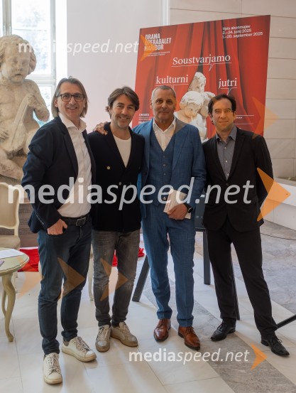  Aleksandar  Popovski, režiser, umetniški direktor Drame SNG Maribor;  Edward Clug, umetniški direktor, Balet SNG Maribor;  Danilo Rošker, direktor SNG Maribor;  Simon Krečič, umetniški direktor Opere SNG MariborSNG Maribor predstavil repertoar sezone 2025/2026