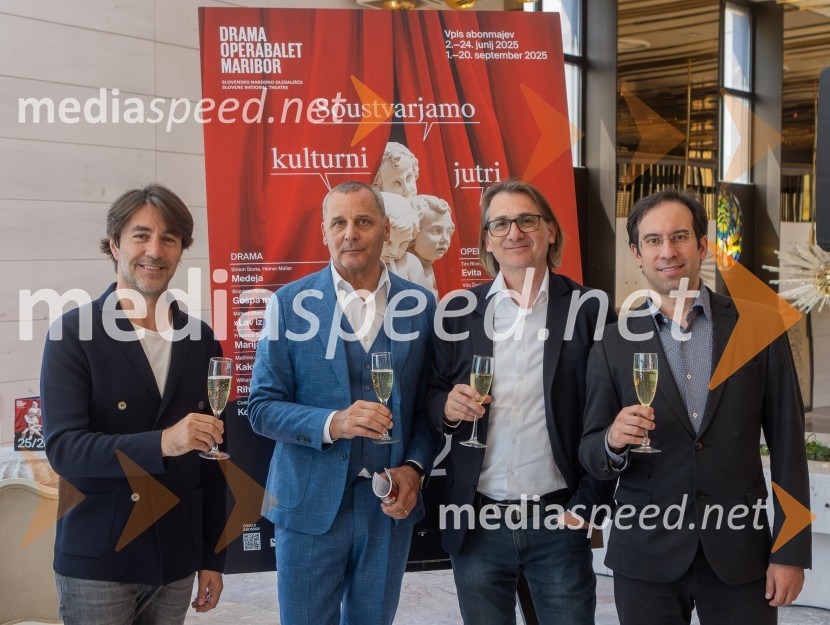 Edward Clug, umetniški direktor, Balet SNG Maribor;  Danilo Rošker, direktor SNG Maribor;  Aleksandar  Popovski, režiser, umetniški direktor Drame SNG Maribor;  Simon Krečič, umetniški direktor Opere SNG MariborSNG Maribor predstavil repertoar sezone 2025/2026