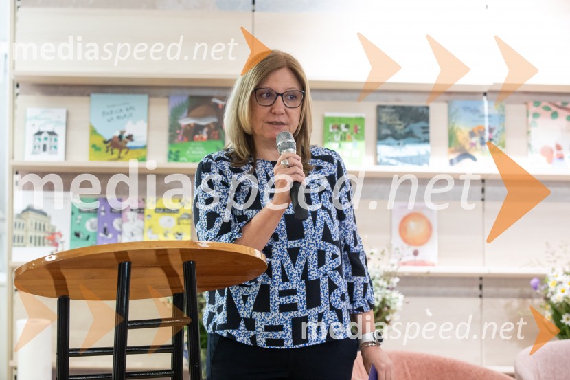 mag. Petra Novak, v. d. predsednice uprave Mladinska knjigaRazglasitev prejemnikov Levstikovih nagrad Mladinske knjige, novinarska konferenca